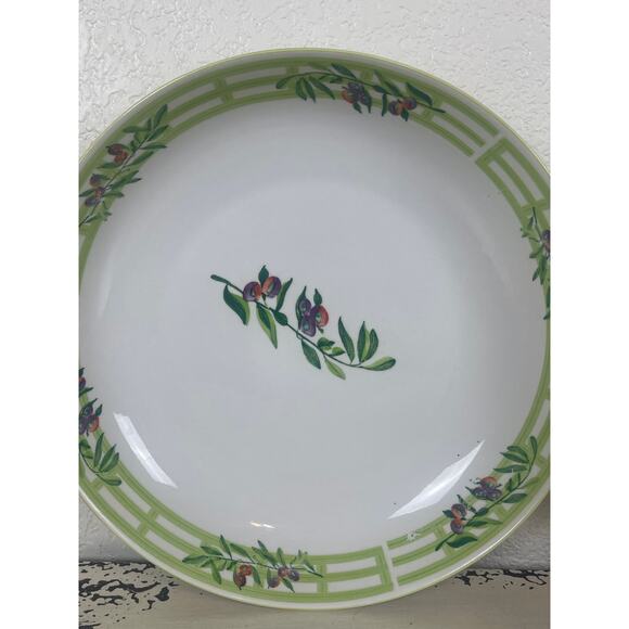 Set of 2 Large Ceramic Serving Bowls Green Floral Pattern - Picture 3 of 8